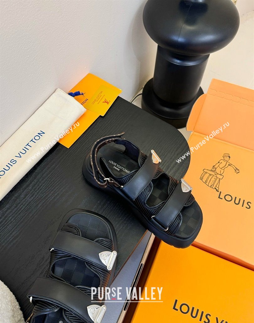 Louis Vuitton Chameleon Comfort Sandals in Calf Leather 1AHNJO Black 2025 (MD-250609035)