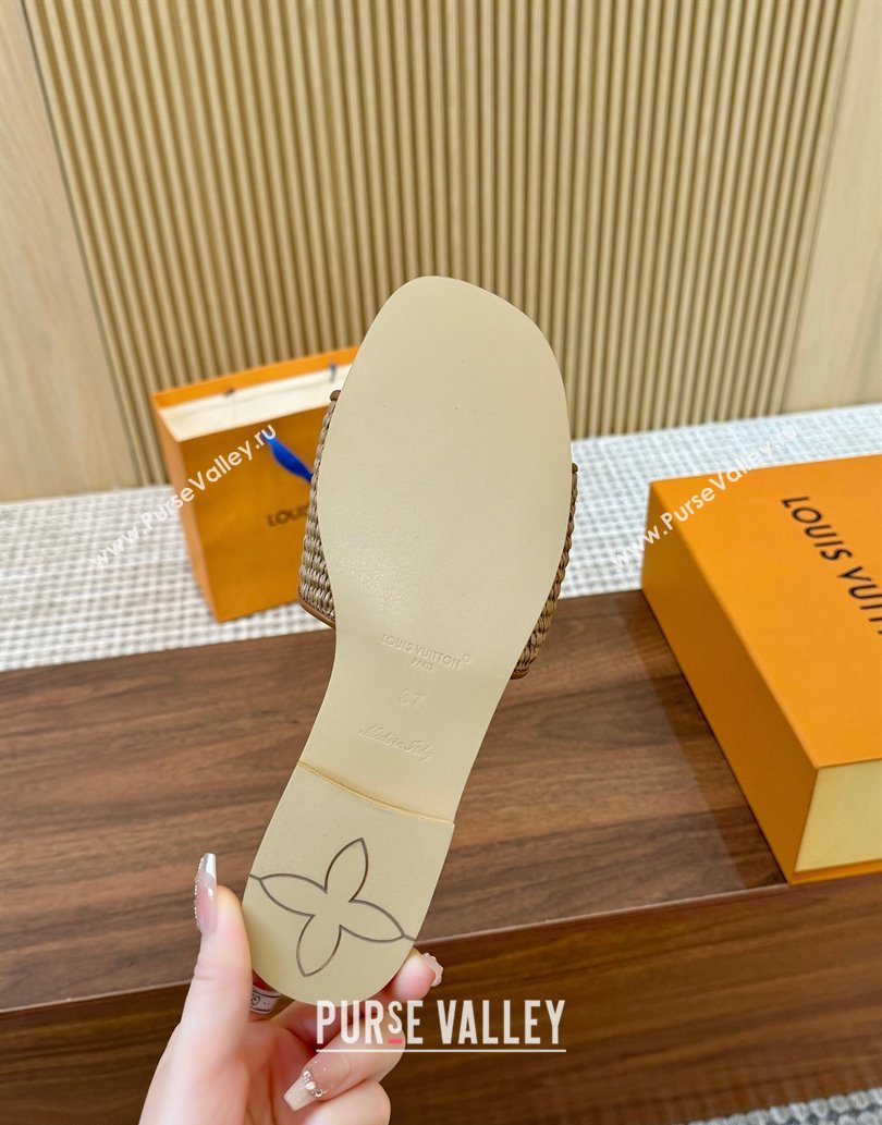 Louis Vuitton LV Mare Flat Slides Sandal in Straw-Like Brown 2025 0609 (MD-250609055)