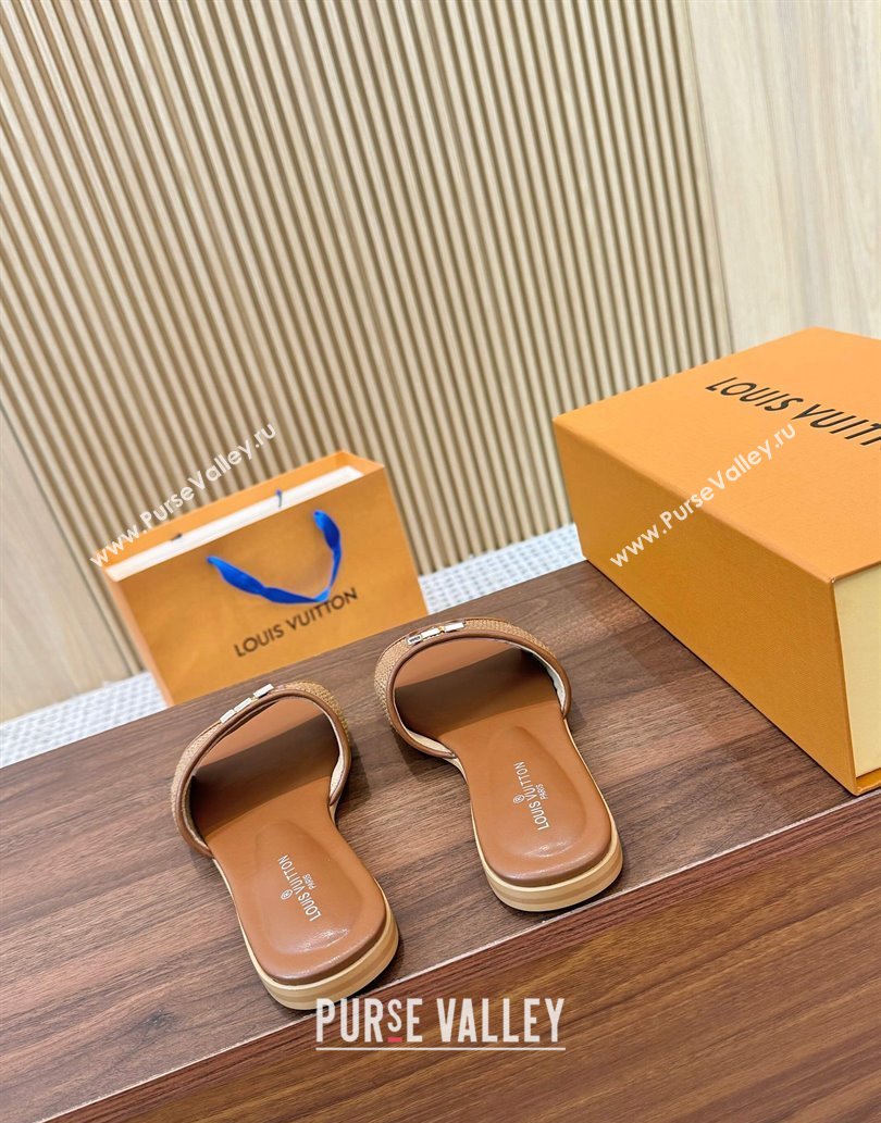Louis Vuitton LV Mare Flat Slides Sandal in Straw-Like Brown 2025 0609 (MD-250609055)