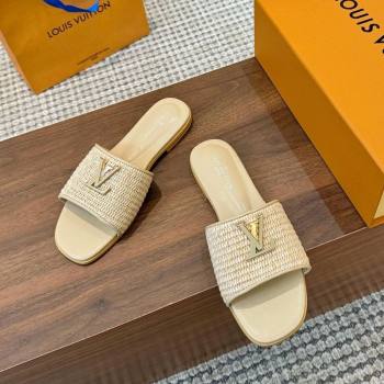 Louis Vuitton LV Mare Flat Slides Sandal in Straw-Like Beige 2025 0609 (MD-250609057)