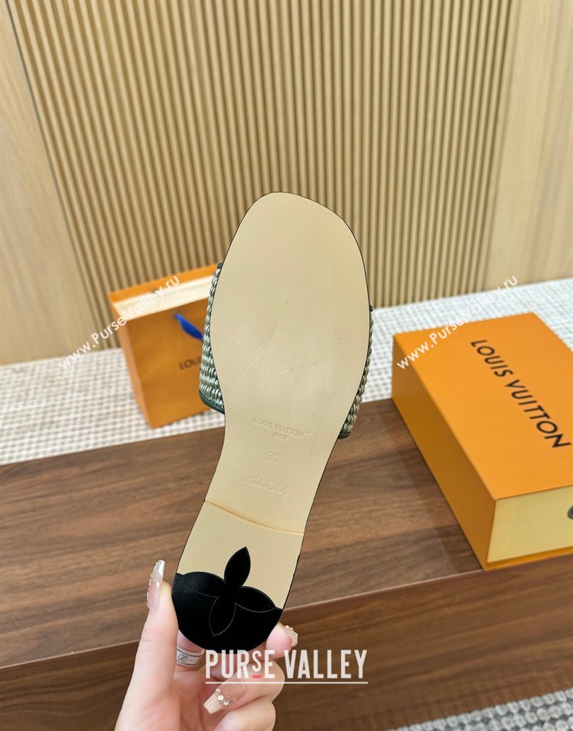 Louis Vuitton LV Mare Flat Slides Sandal in Straw-Like Green 2025 0609 (MD-250609058)