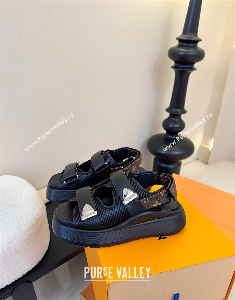Louis Vuitton Chameleon Comfort Sandals in Calf Leather 1AHNJO Black 2025 (MD-250609035)