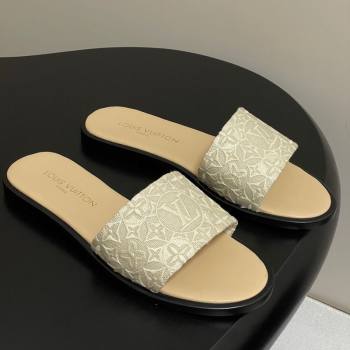Louis Vuitton Flat Slides Sandal in Monogram Jacquard Beige 2025 0609 (MD-250609051)