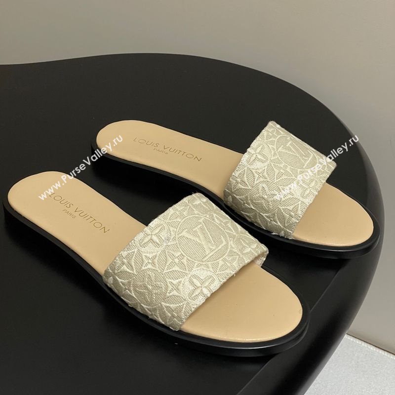 Louis Vuitton Flat Slides Sandal in Monogram Jacquard Beige 2025 0609 (MD-250609051)