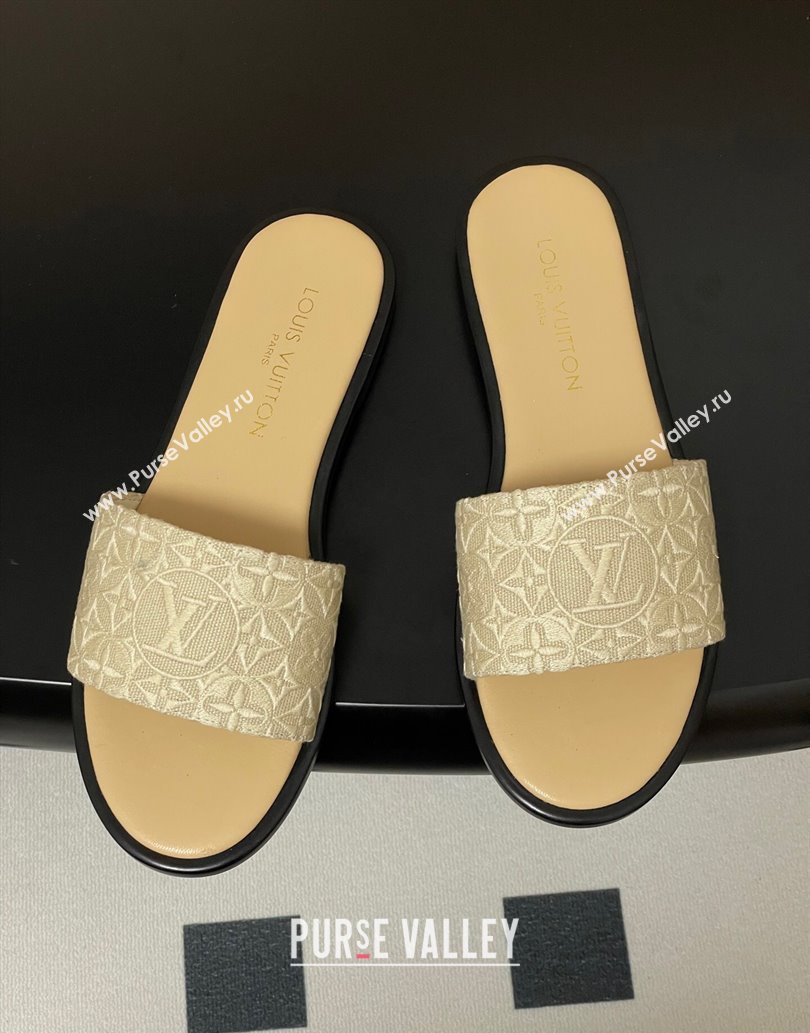 Louis Vuitton Flat Slides Sandal in Monogram Jacquard Beige 2025 0609 (MD-250609051)