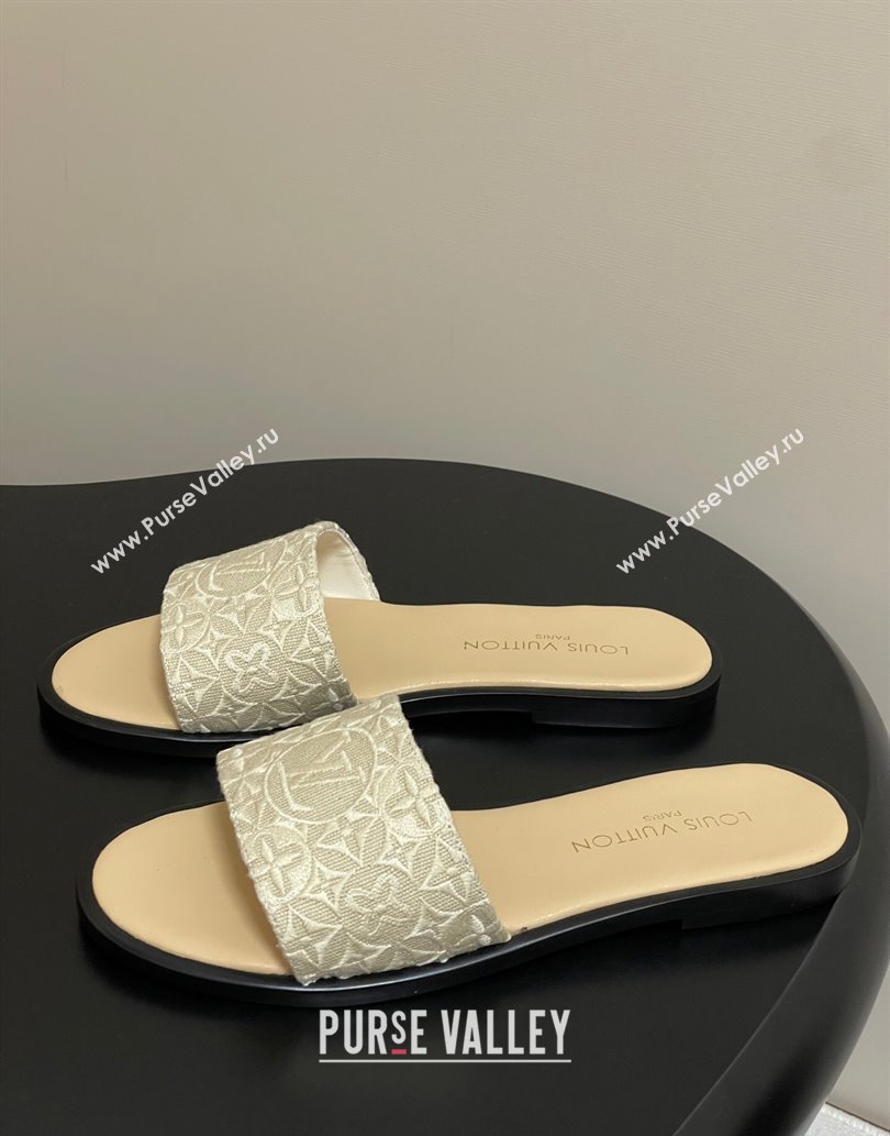 Louis Vuitton Flat Slides Sandal in Monogram Jacquard Beige 2025 0609 (MD-250609051)
