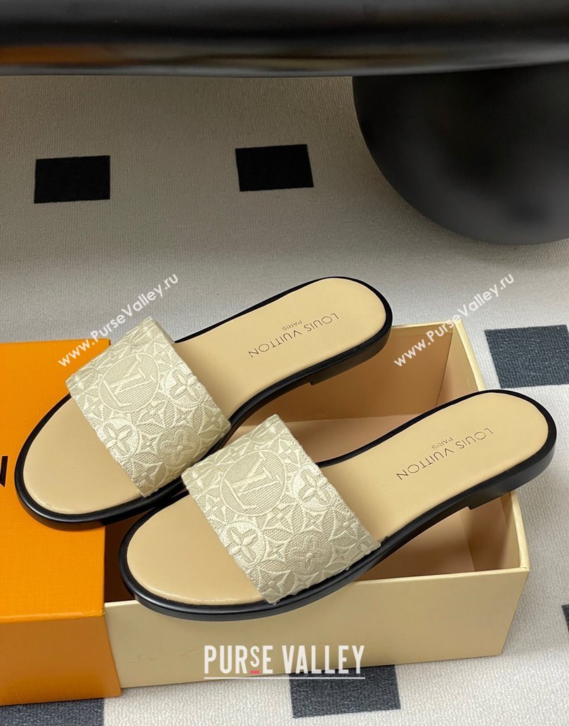 Louis Vuitton Flat Slides Sandal in Monogram Jacquard Beige 2025 0609 (MD-250609051)