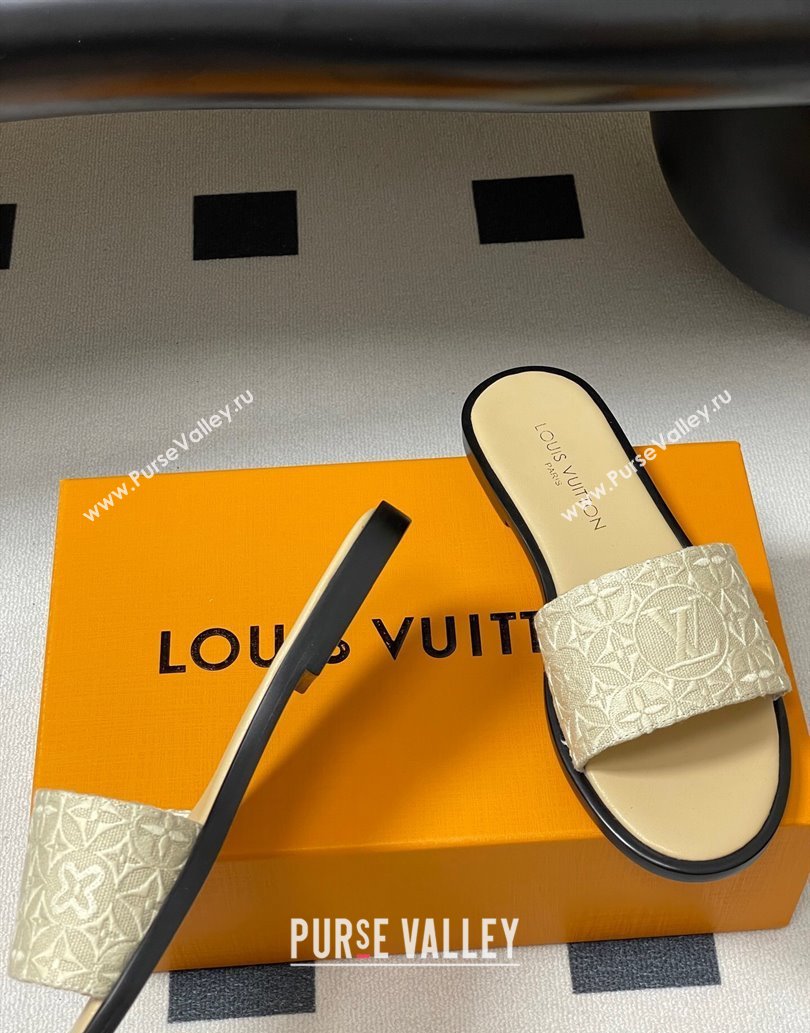 Louis Vuitton Flat Slides Sandal in Monogram Jacquard Beige 2025 0609 (MD-250609051)