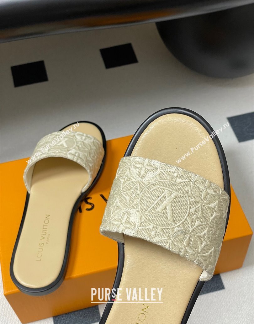 Louis Vuitton Flat Slides Sandal in Monogram Jacquard Beige 2025 0609 (MD-250609051)
