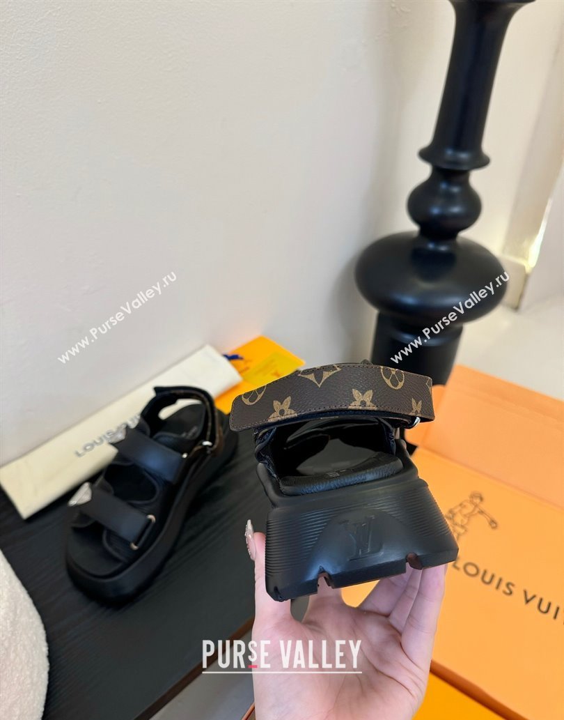 Louis Vuitton Chameleon Comfort Sandals in Calf Leather 1AHNJO Black 2025 (MD-250609035)
