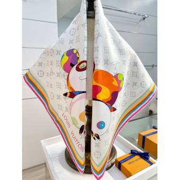 Louis Vuitton LV x TM Superflat Characters Silk Square Scarf 90x90cm White 2025 (SHI-250617053)