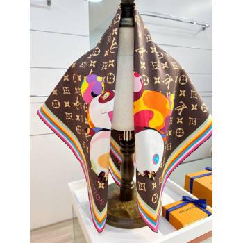 Louis Vuitton LV x TM Superflat Characters Silk Square Scarf 90x90cm Brown 2025 (SHI-250617054)