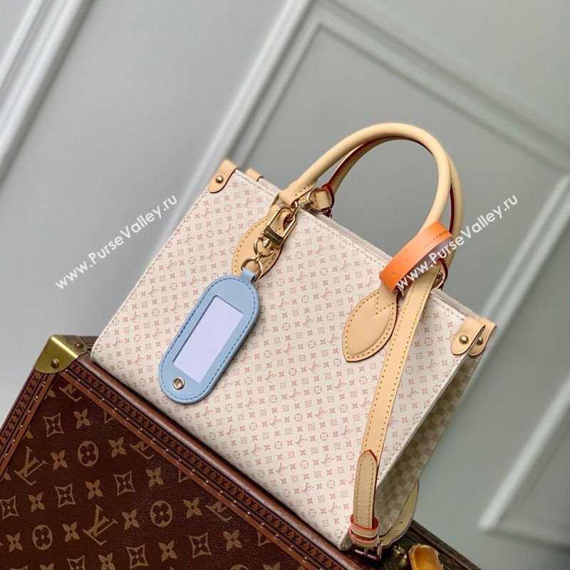 Louis Vuitton Onthego PM Tote Bag in Micro Monogram Leather Sand White/beige 2025 M15138 (KI-250702026)