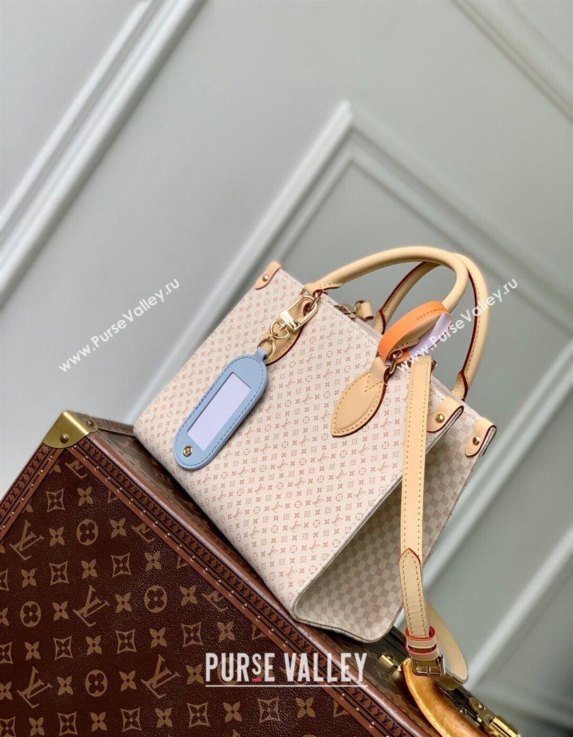 Louis Vuitton Onthego PM Tote Bag in Micro Monogram Leather Sand White/beige 2025 M15138 (KI-250702026)