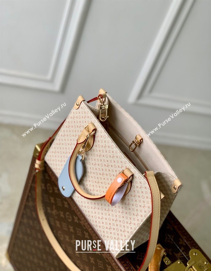 Louis Vuitton Onthego PM Tote Bag in Micro Monogram Leather Sand White/beige 2025 M15138 (KI-250702026)
