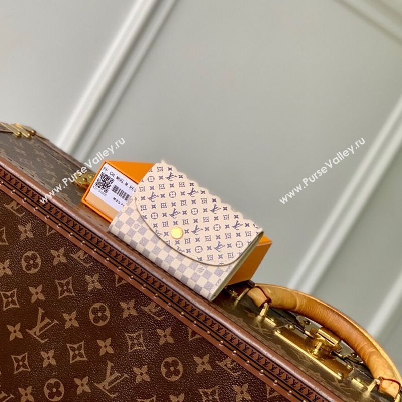 Louis Vuitton Rosalie Coin Purse Wallet in Damier Azur and Micro Monogram Leather Sand White 2025 M25745 (KI-250702027)