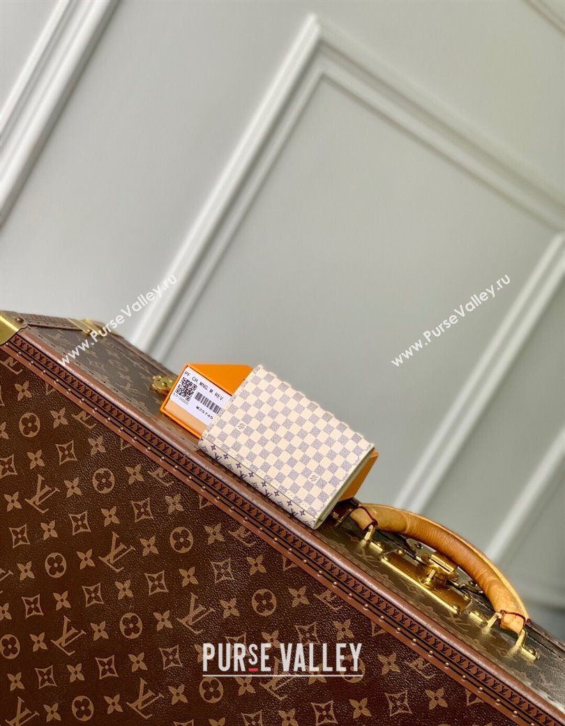 Louis Vuitton Rosalie Coin Purse Wallet in Damier Azur and Micro Monogram Leather Sand White 2025 M25745 (KI-250702027)