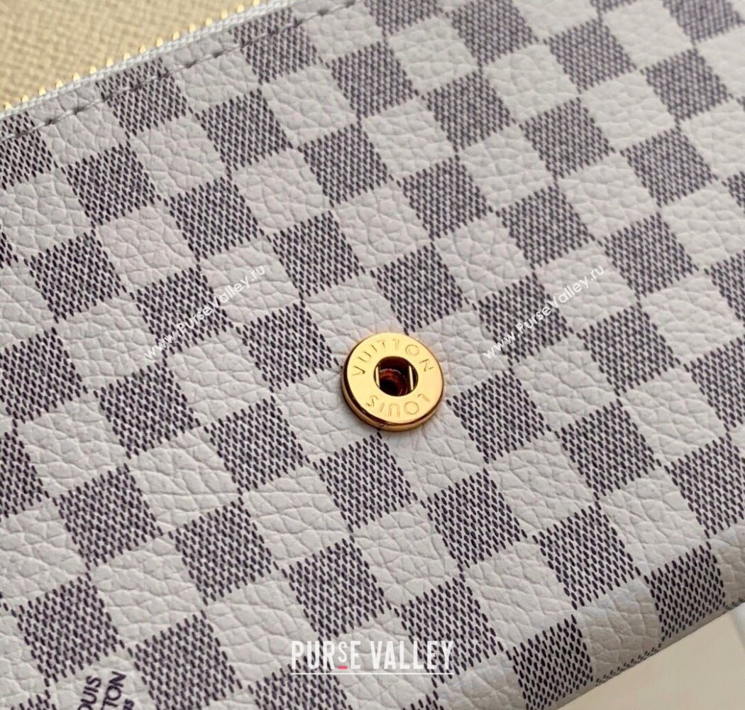 Louis Vuitton Rosalie Coin Purse Wallet in Damier Azur and Micro Monogram Leather Sand White 2025 M25745 (KI-250702027)