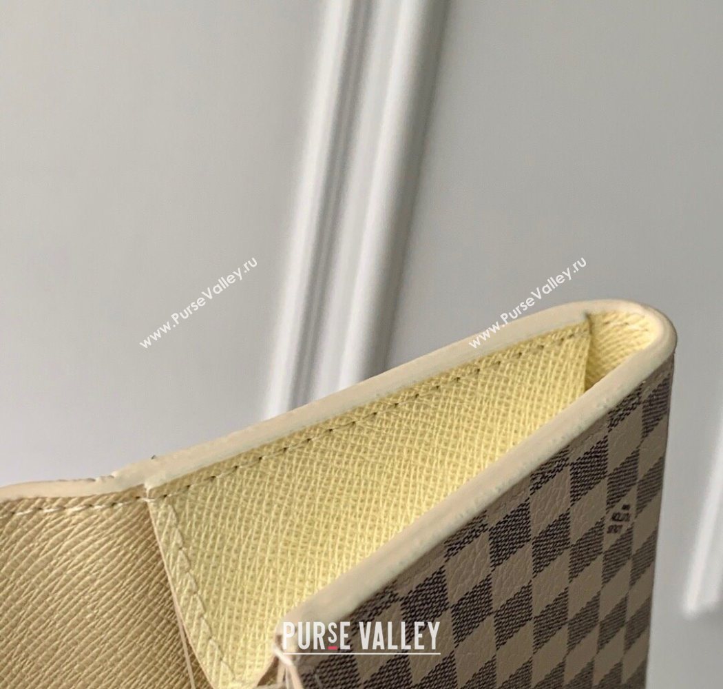Louis Vuitton Rosalie Coin Purse Wallet in Damier Azur and Micro Monogram Leather Sand White 2025 M25745 (KI-250702027)