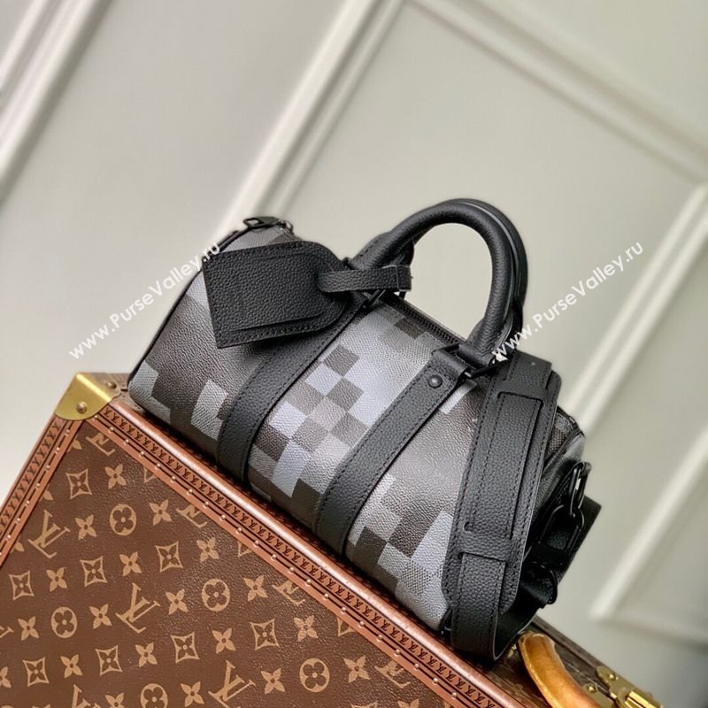 Louis Vuitton Mens Keepall Bandouliere 25 Bag in Black Damoflage Canvas 2025 M14919 (KI-250702030)