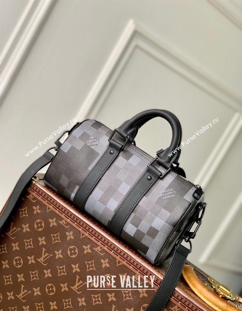 Louis Vuitton Mens Keepall Bandouliere 25 Bag in Black Damoflage Canvas 2025 M14919 (KI-250702030)