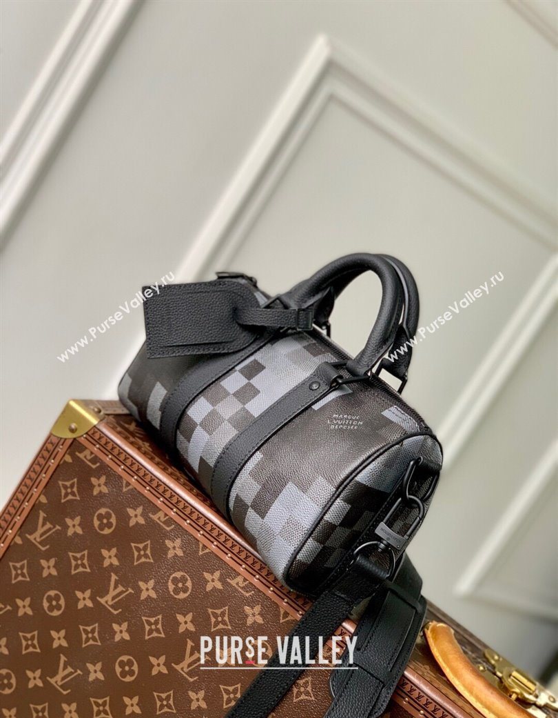 Louis Vuitton Mens Keepall Bandouliere 25 Bag in Black Damoflage Canvas 2025 M14919 (KI-250702030)