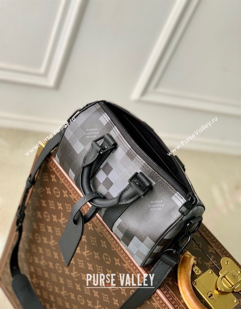 Louis Vuitton Mens Keepall Bandouliere 25 Bag in Black Damoflage Canvas 2025 M14919 (KI-250702030)