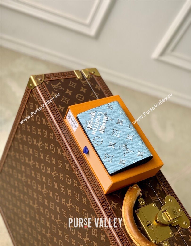 Louis Vuitton Slim Card Holder Wallet in Monogram Heritage Canvas M14817 Blue 2025 (KI-250701101)