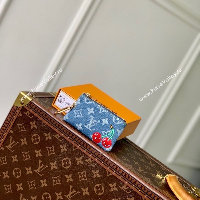 Louis Vuitton LV x TM Key Pouch in Blue Monogram Cherry Denim M14938 2025 (KI-250702011)