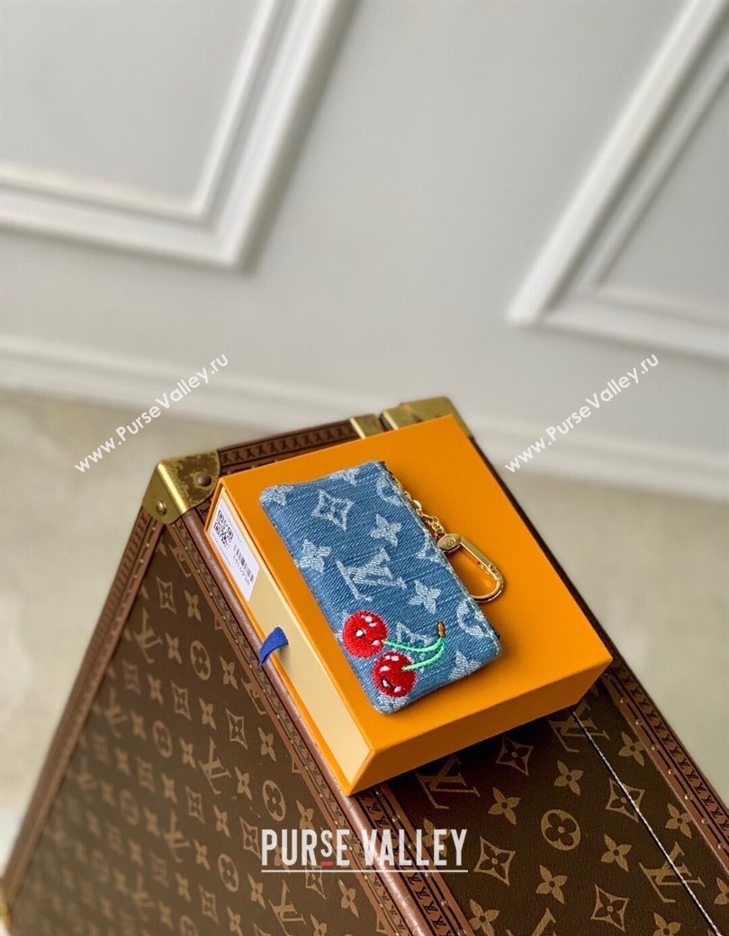 Louis Vuitton LV x TM Key Pouch in Blue Monogram Cherry Denim M14938 2025 (KI-250702011)