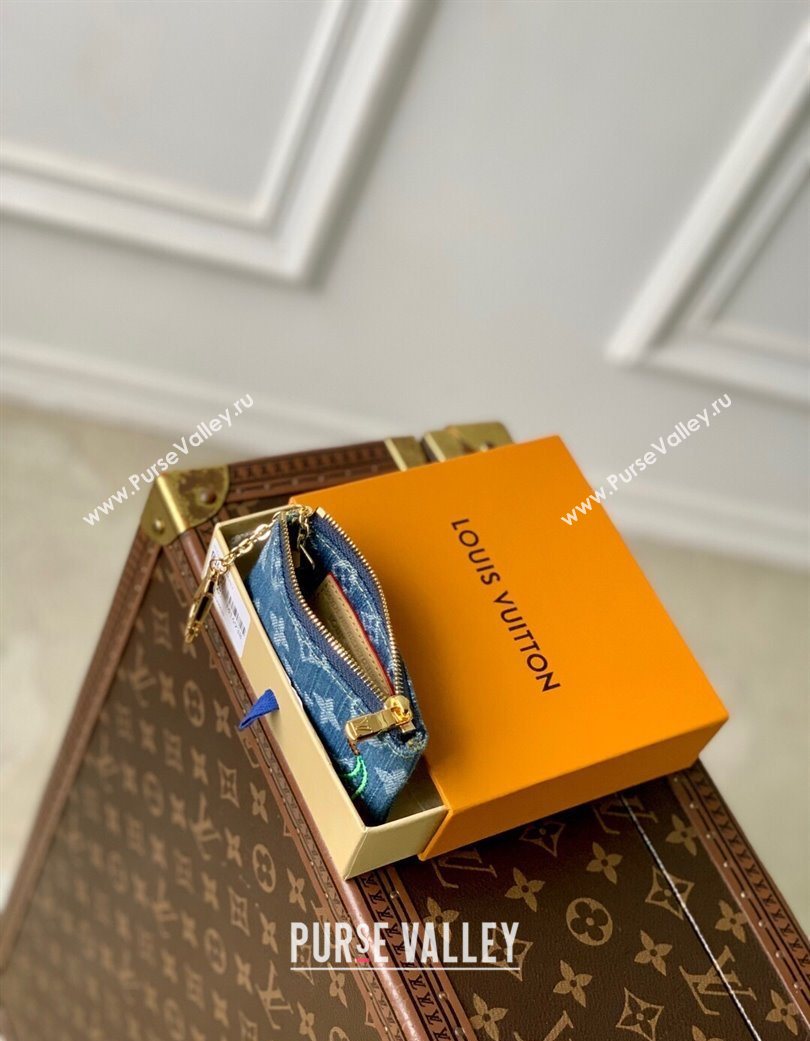 Louis Vuitton LV x TM Key Pouch in Blue Monogram Cherry Denim M14938 2025 (KI-250702011)