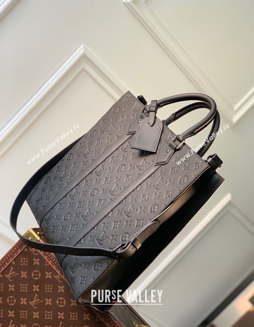 Louis Vuitton Mens Sac Plat NV bag in Black Taurillon Leather M21866 (KI-250702033)