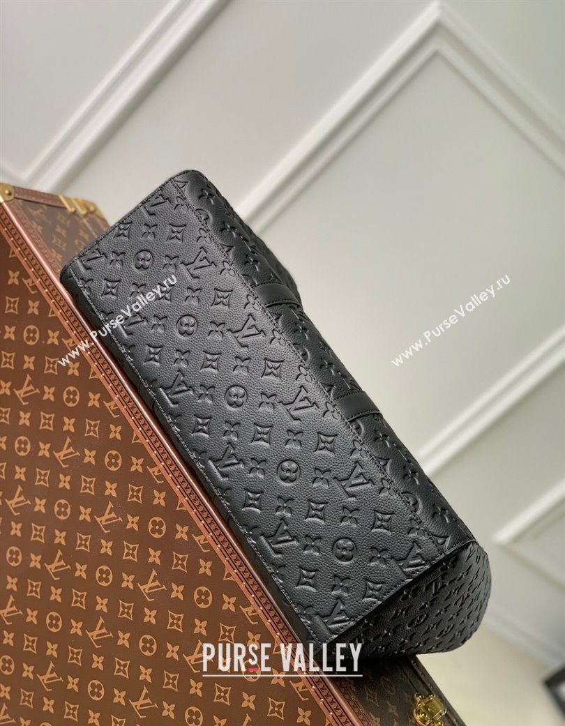 Louis Vuitton Mens Sac Plat 24H Tote bag in Black Taurillon Leather M21865 (KI-250702034)