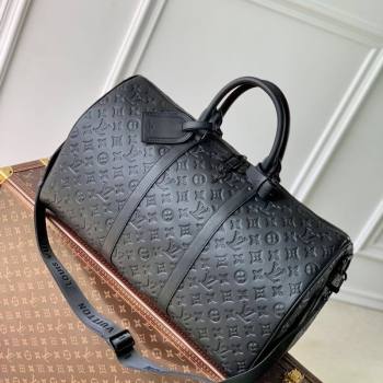 Louis Vuitton Keepall Bandouliere 50 Travel Bag in Black Monogram Shadow Leather M44810 2025 (KI-250702035)
