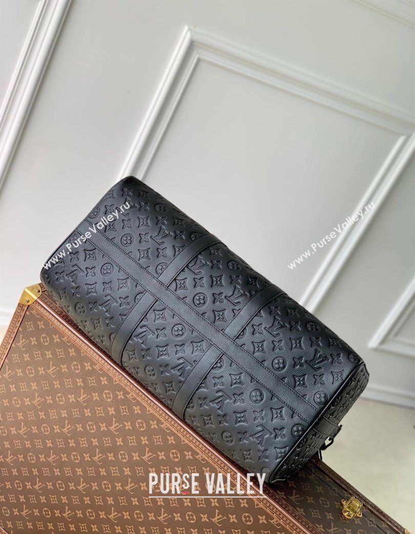 Louis Vuitton Keepall Bandouliere 50 Travel Bag in Black Monogram Shadow Leather M44810 2025 (KI-250702035)