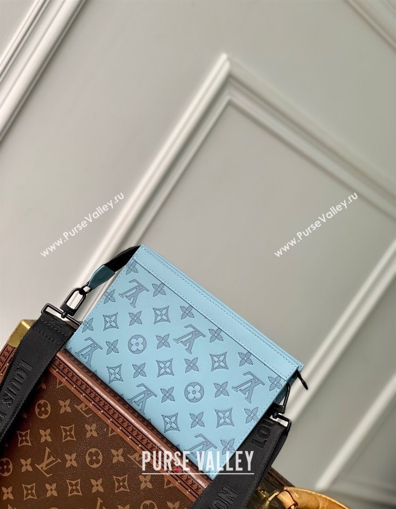 Louis Vuitton Mens Gaston Wearable Wallet in Monogram Shadow Leather M81115 Light Blue 2025 (KI-250702037)