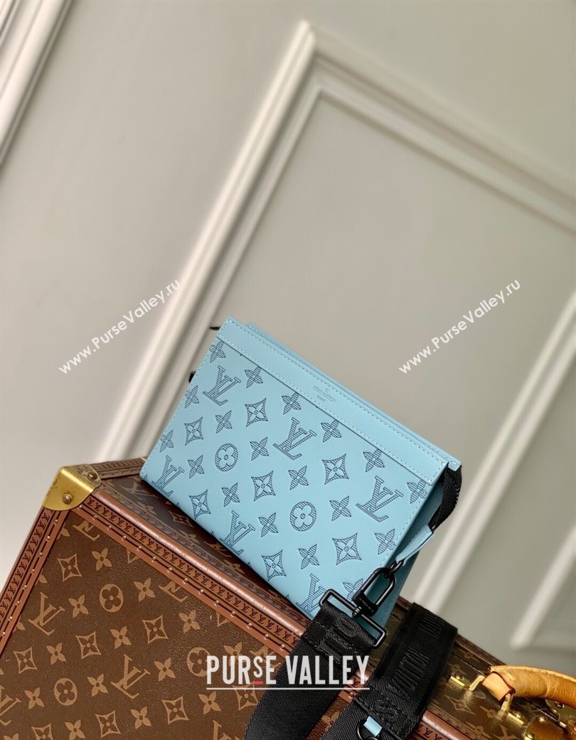 Louis Vuitton Mens Gaston Wearable Wallet in Monogram Shadow Leather M81115 Light Blue 2025 (KI-250702037)