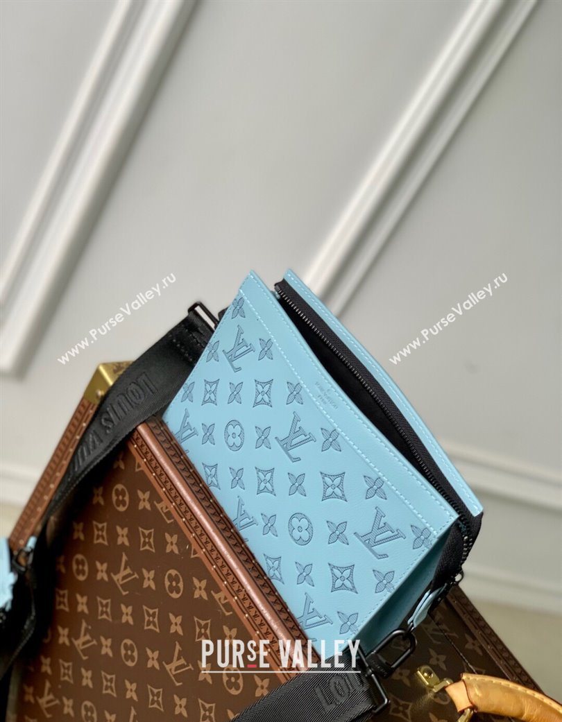 Louis Vuitton Mens Gaston Wearable Wallet in Monogram Shadow Leather M81115 Light Blue 2025 (KI-250702037)