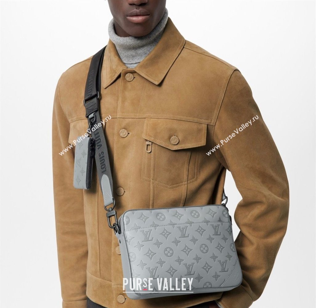 Louis Vuitton Mens Duo Messenger Bag in Monogram Shadow Leather Grey M46104 2025 (KI-250702040)
