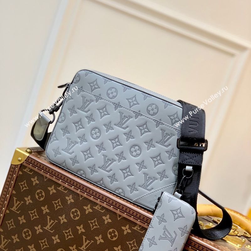 Louis Vuitton Mens Duo Messenger Bag in Monogram Shadow Leather Grey M46104 2025 (KI-250702040)