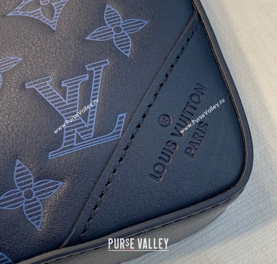 Louis Vuitton Mens Duo Messenger Bag in Monogram Shadow Leather Navy Blue M45730 2025 (KI-250702041)