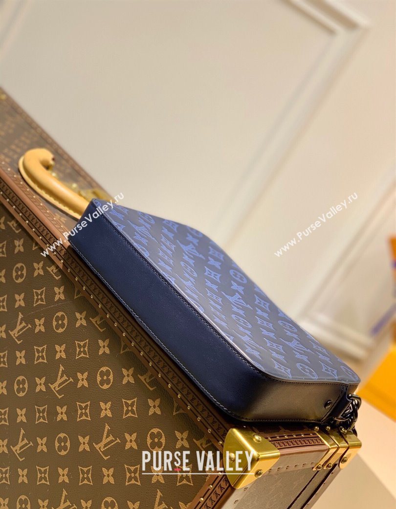 Louis Vuitton Mens Duo Messenger Bag in Monogram Shadow Leather Navy Blue M45730 2025 (KI-250702041)