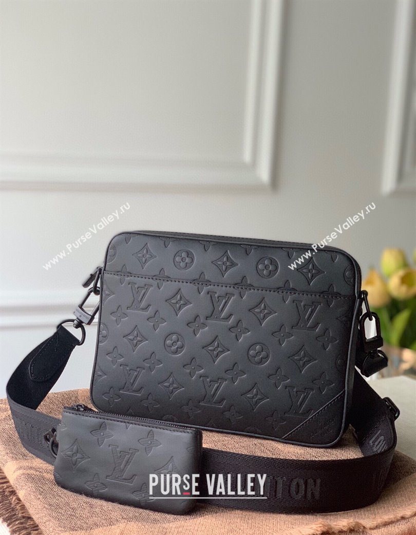Louis Vuitton Mens Duo Messenger Bag in Monogram Shadow Leather Black M69827 2025 (KI-250702042)