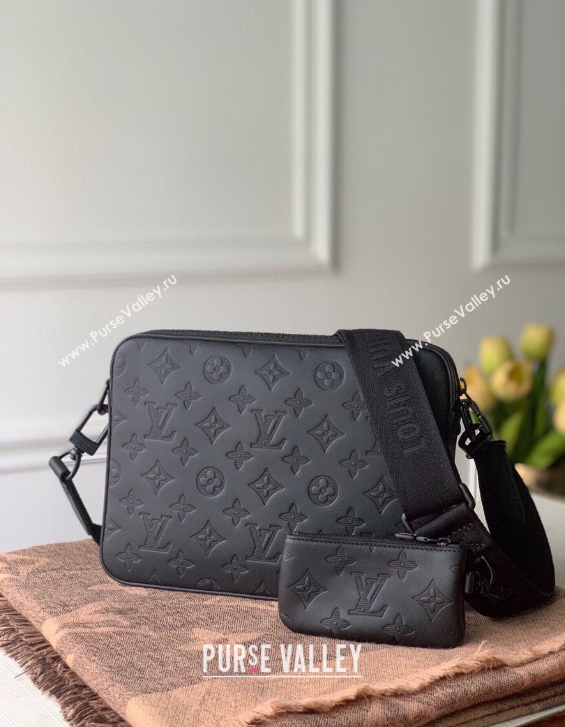 Louis Vuitton Mens Duo Messenger Bag in Monogram Shadow Leather Black M69827 2025 (KI-250702042)