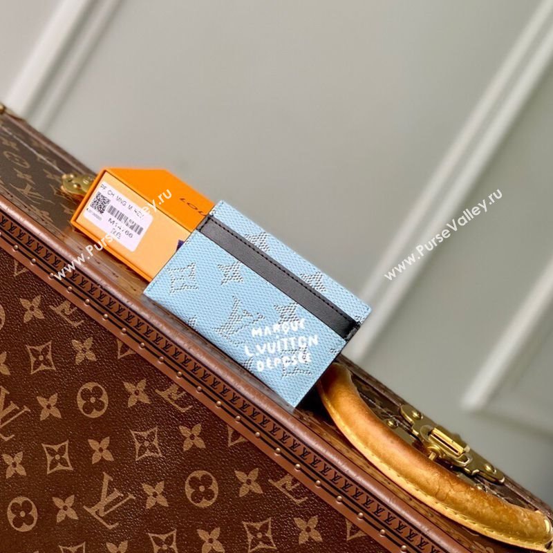 Louis Vuitton Double Card Holder Wallet in Monogram Heritage Canvas M14766 Blue 2025 (KI-250701105)