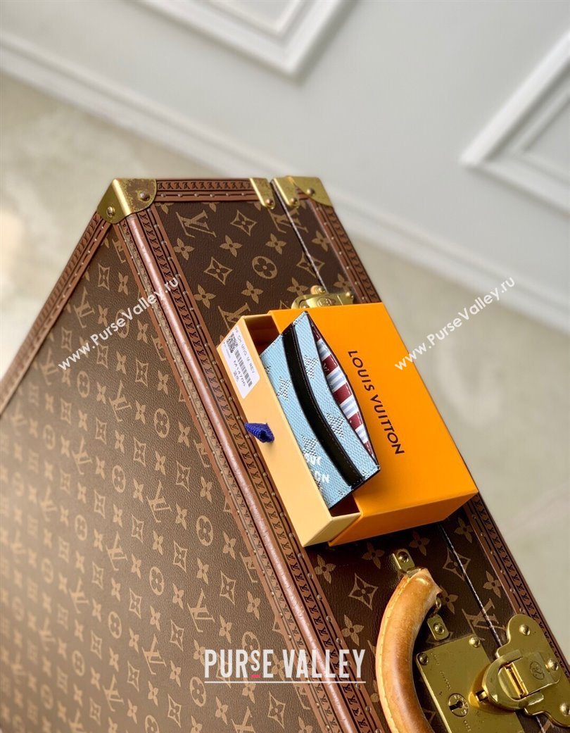 Louis Vuitton Double Card Holder Wallet in Monogram Heritage Canvas M14766 Blue 2025 (KI-250701105)
