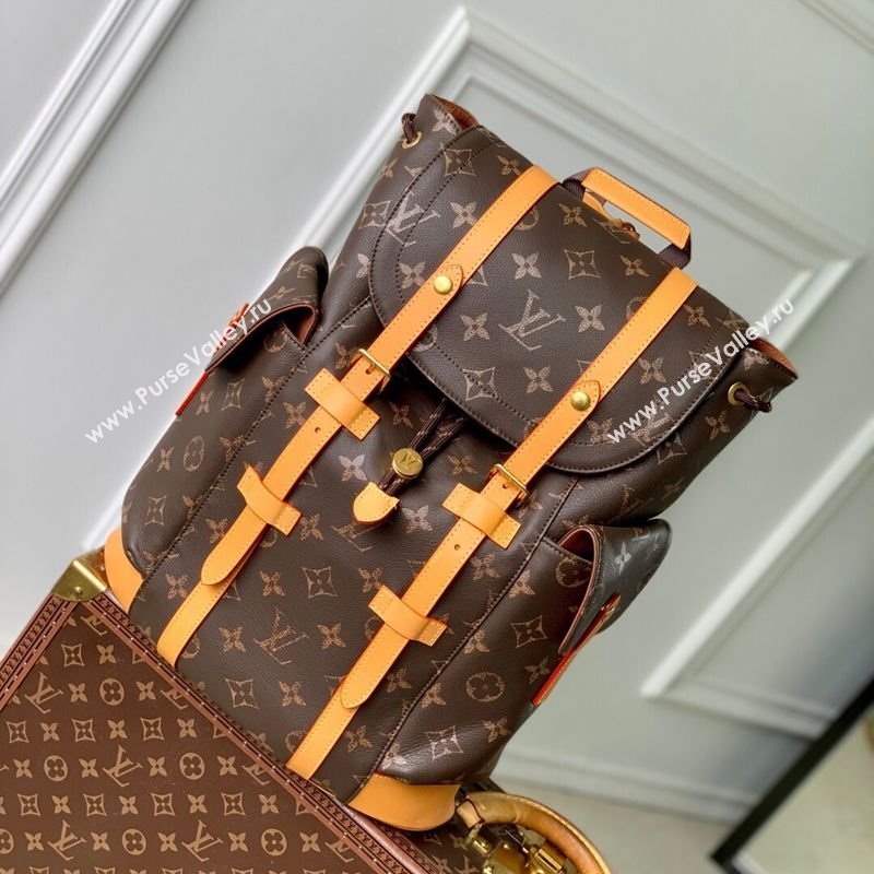 Louis Vuitton Mens Christopher MM Backpack Bag in Monogram Canvas and Leather Apricot 2025 M14038 (KI-250702018)