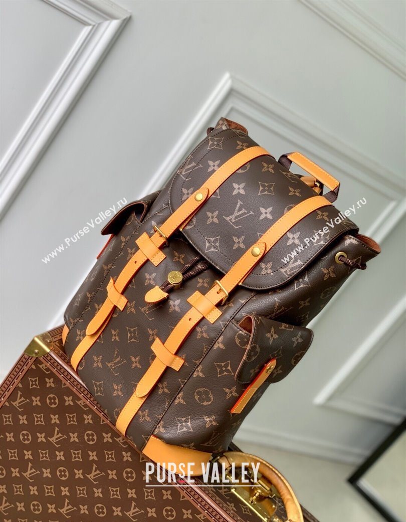 Louis Vuitton Mens Christopher MM Backpack Bag in Monogram Canvas and Leather Apricot 2025 M14038 (KI-250702018)