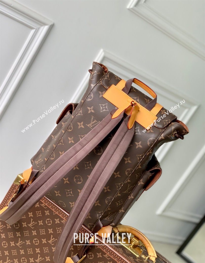 Louis Vuitton Mens Christopher MM Backpack Bag in Monogram Canvas and Leather Apricot 2025 M14038 (KI-250702018)
