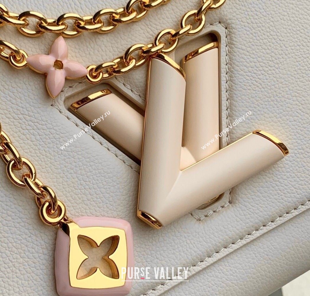 Louis Vuitton Twist MM Slim bag in Leather Quartz White 2025 M14341 (KI-250702021)